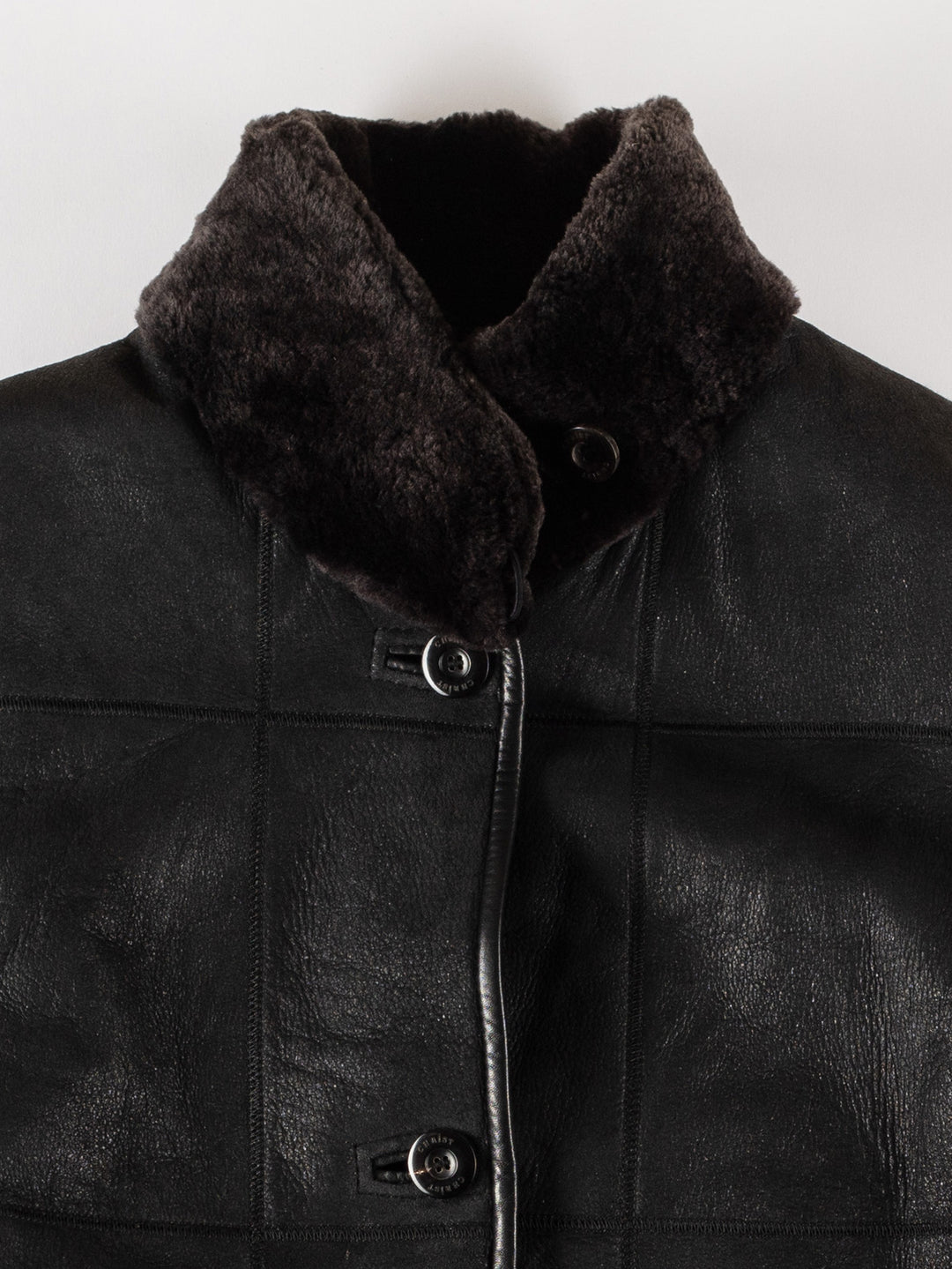 Vintage 80's Women Sheepskin Coat in BlackMN597