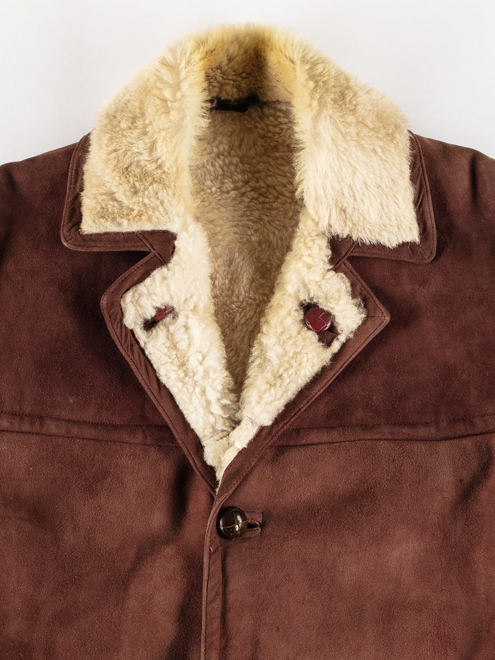 Vintage 70's Men Sheepskin Coat in BrownVN726