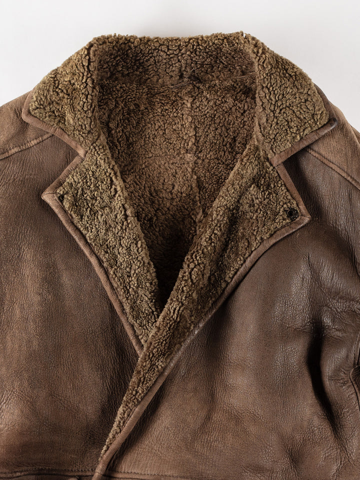 Vintage 80's Men Sheepskin Coat in BrownVN511