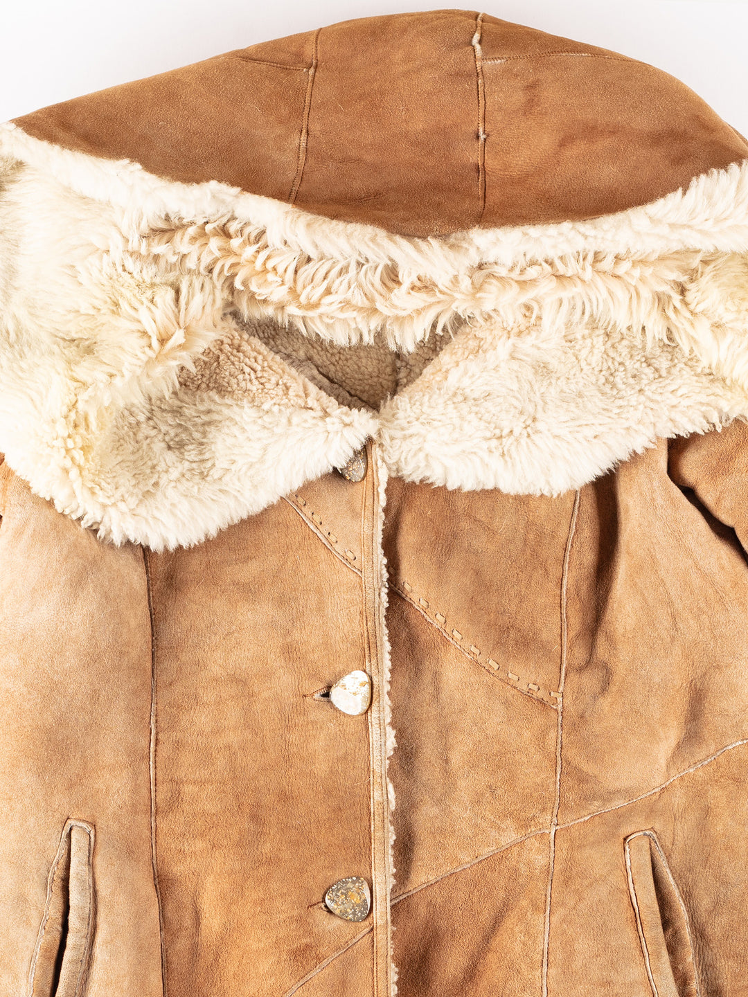 Vintage 70's Women Sheepskin Coat in BeigeMN340