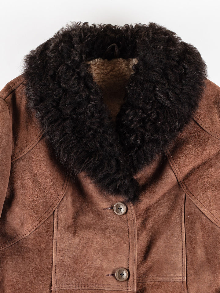 Vintage 70's Women Sheepskin Coat in BrownMN416