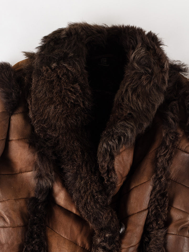 Vintage 70's Women Sheepskin Jacket in BrownMN521