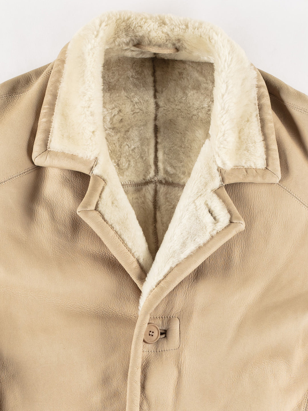 Vintage 80's Men Sheepskin Coat in BeigeVN470