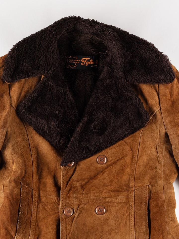Vintage 70's Men Faux Sheepskin Coat in BrownVN594