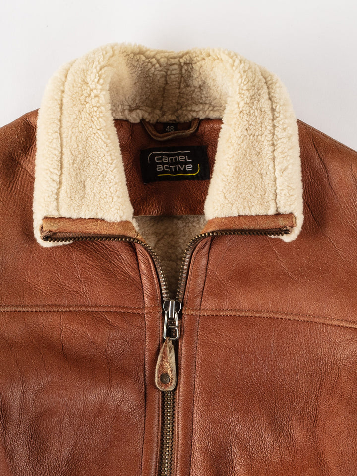 Vintage 80's Men Sheepskin Coat in BrownVN522