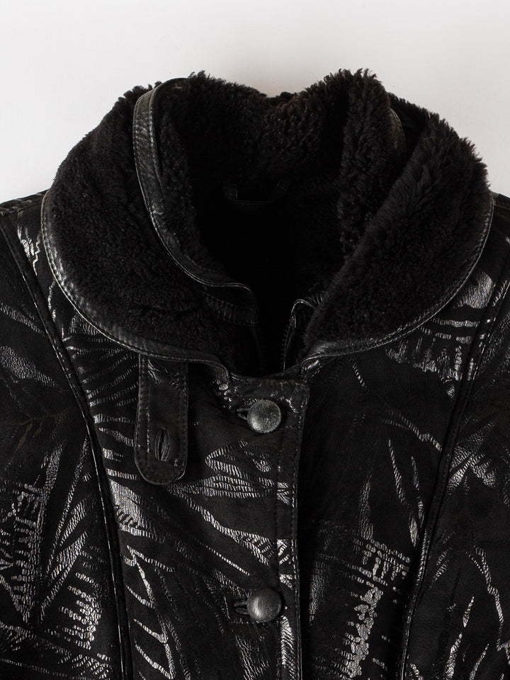 Vintage 80's Women Sheepskin Coat in BlackMN516