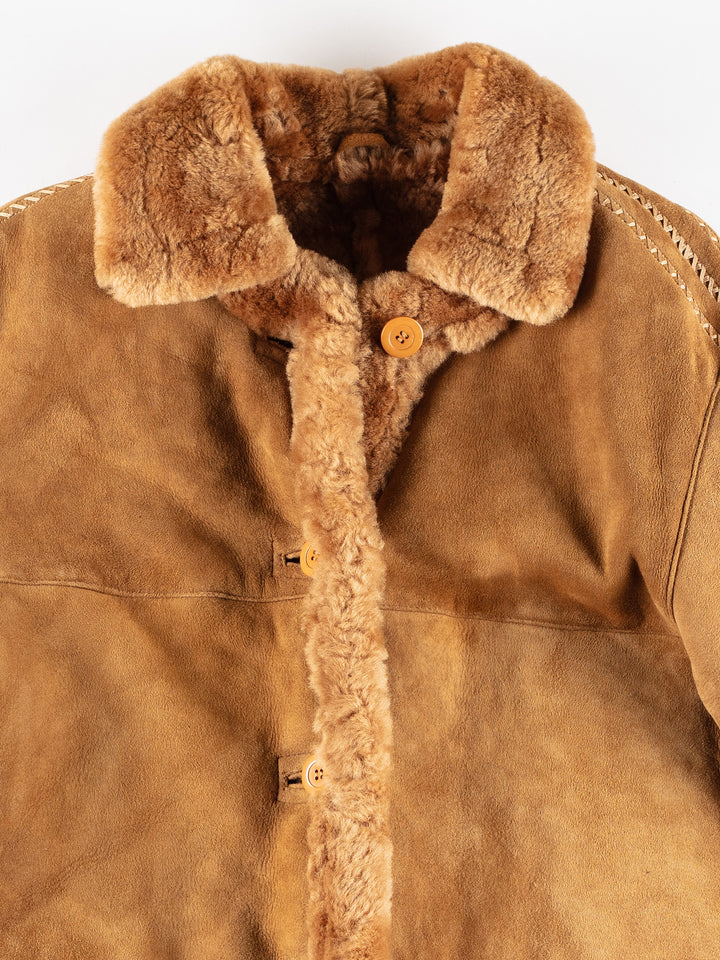 Vintage 80's Women Sherpa Coat in BrownMN427