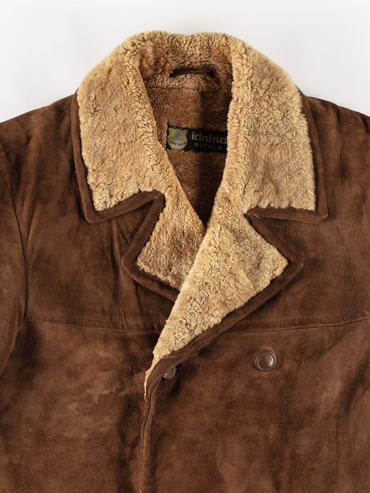 Vintage 80's Men Sheepskin Coat in BrownVN669