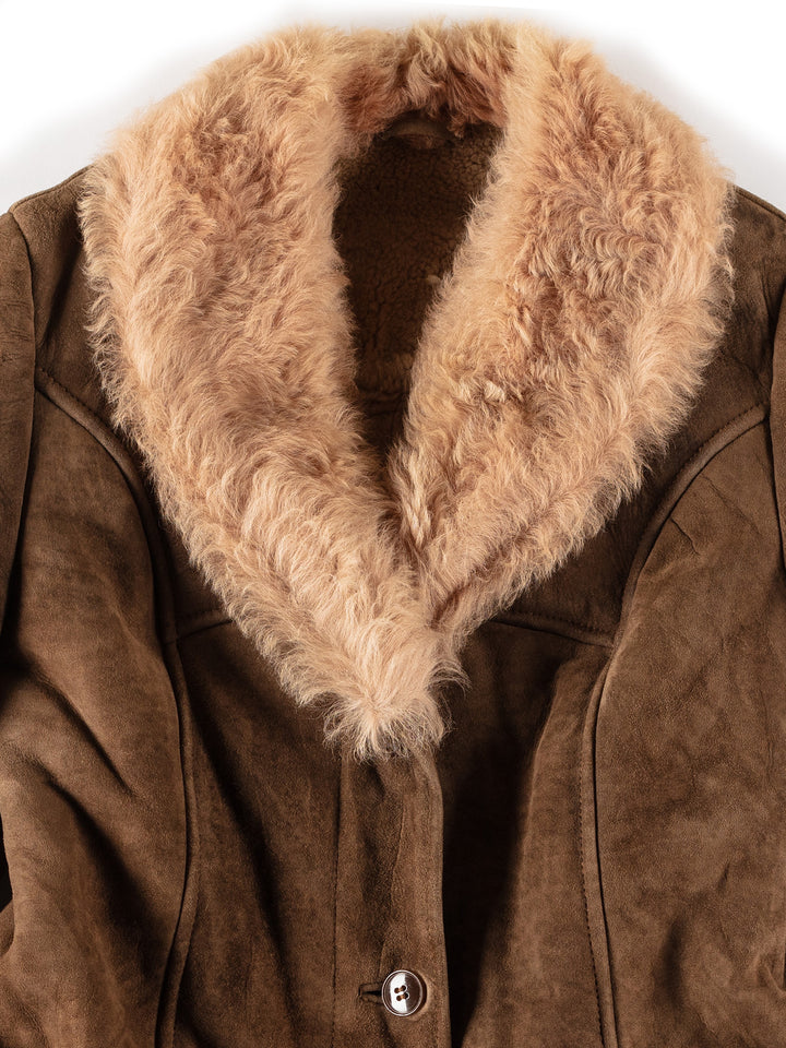 Vintage 70's Women Sheepskin Coat in BrownMN735