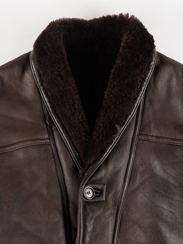 Vintage 80's Men Sheepskin Coat in BrownVN732