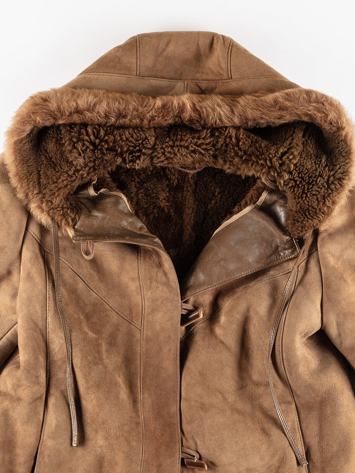 Vintage 70's Women Sheepskin Jacket in BrownMN399