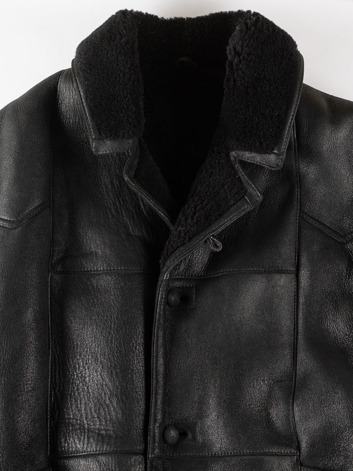 Vintage 90's Men Sheepskin Coat in BlackVN311