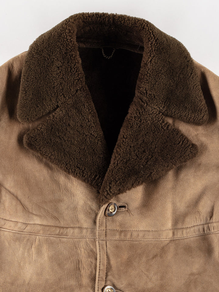 Vintage 70's Men Sheepskin Coat in BeigeVN741