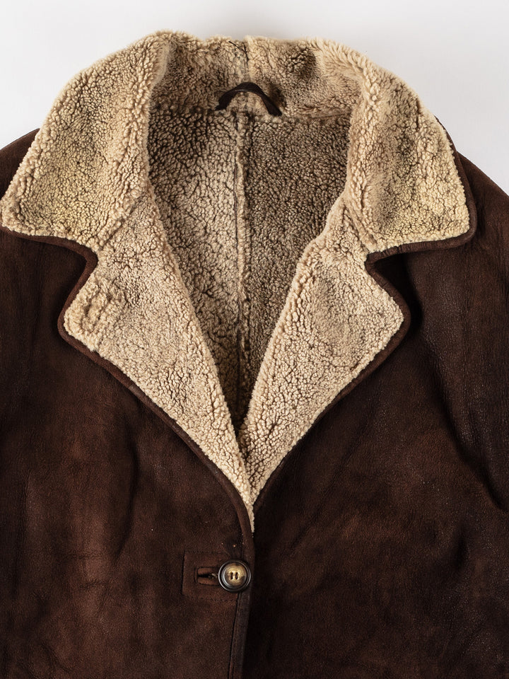 Vintage 80's Women Sheepskin Coat in BrownMN519