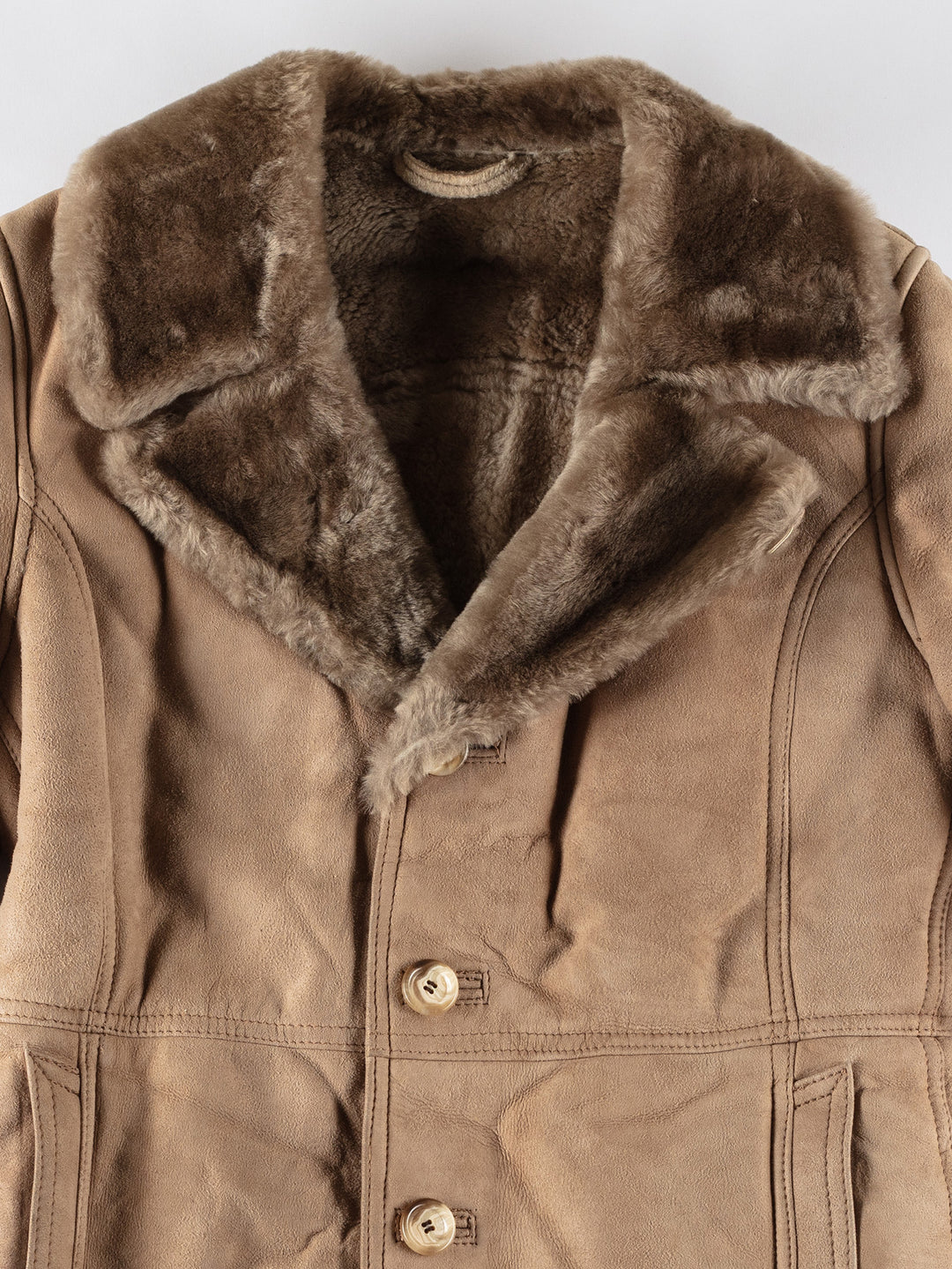 Vintage 70's Men Sheepskin Coat in BeigeVN639
