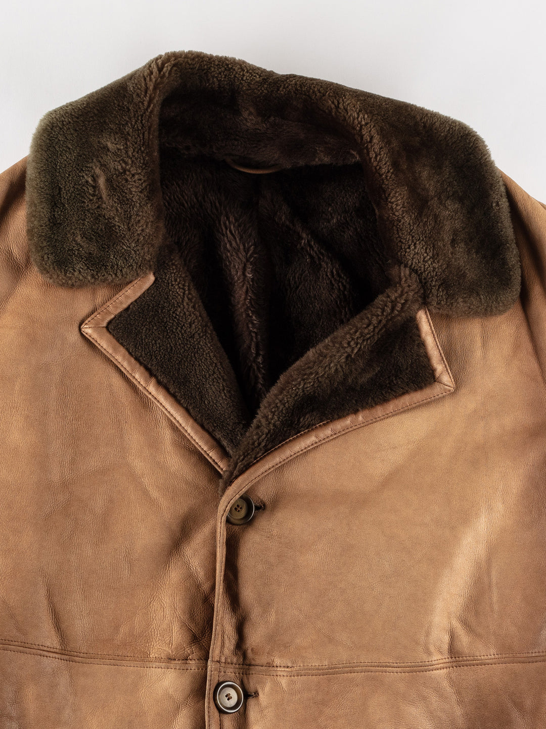 Vintage 80's Men Sheepskin Coat in BrownVN596