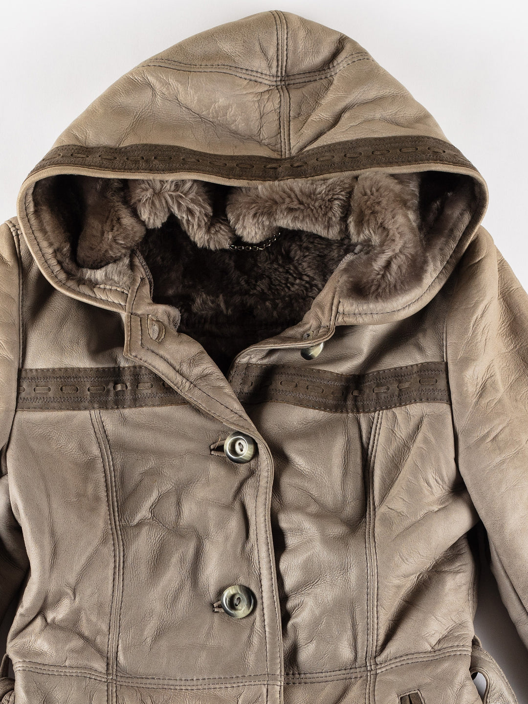 Vintage 70's Women Sheepskin Coat in GrayMN482