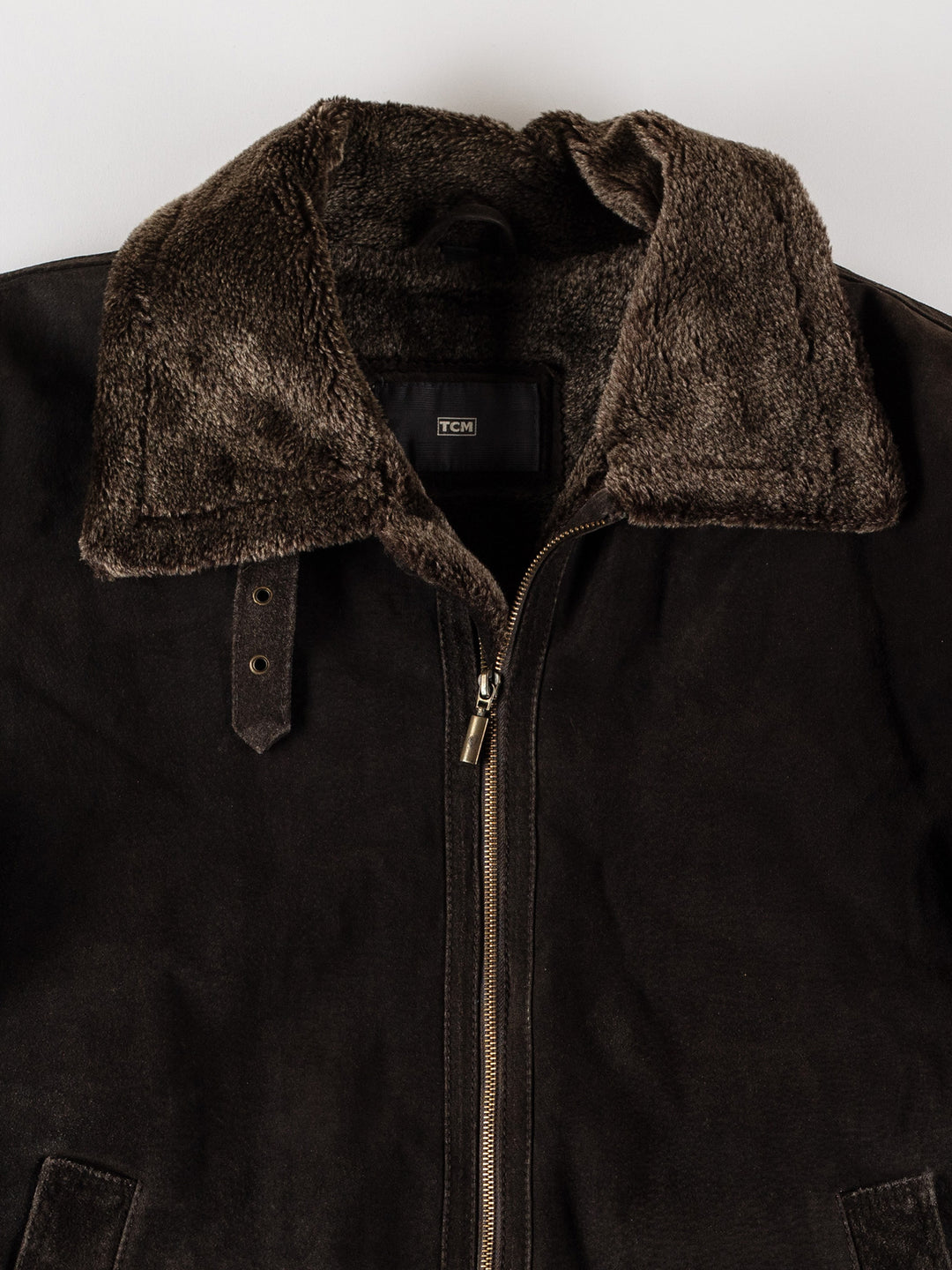 Vintage 80's Men Faux Sheepskin Jacket in BrownVN539