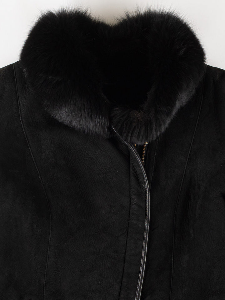 Vintage 70's Women Sheepskin Coat in BlackMN757