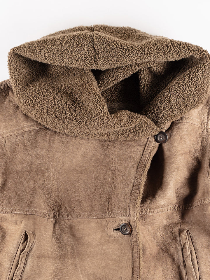 Vintage 80's Women Sheepskin Coat in BrownMN384