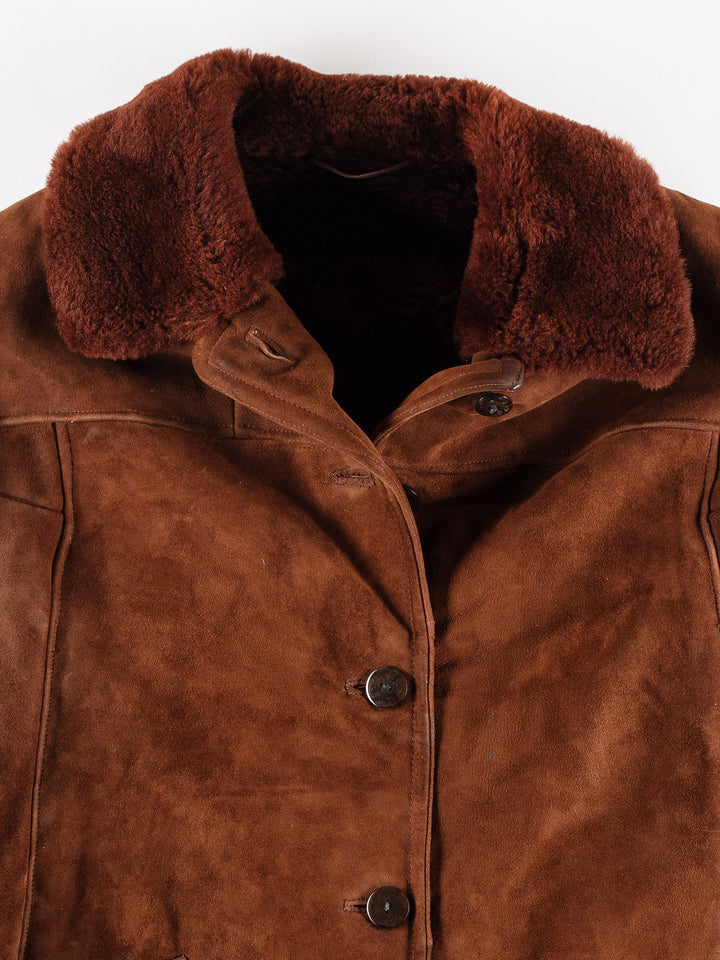 Vintage 80's Women Sheepskin Coat in BrownMN419
