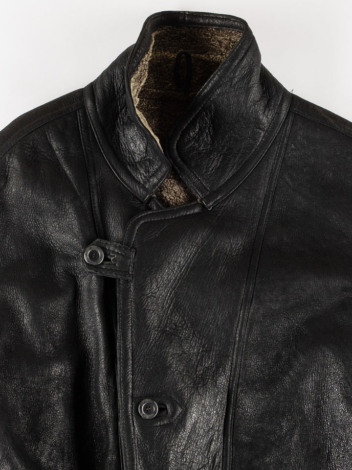 Vintage 80's Men Sheepskin Coat in BlackVN709