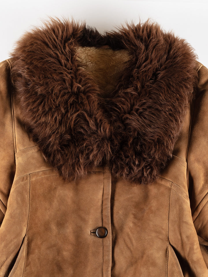 Vintage 80's Women Sheepskin Coat in BrownMN396