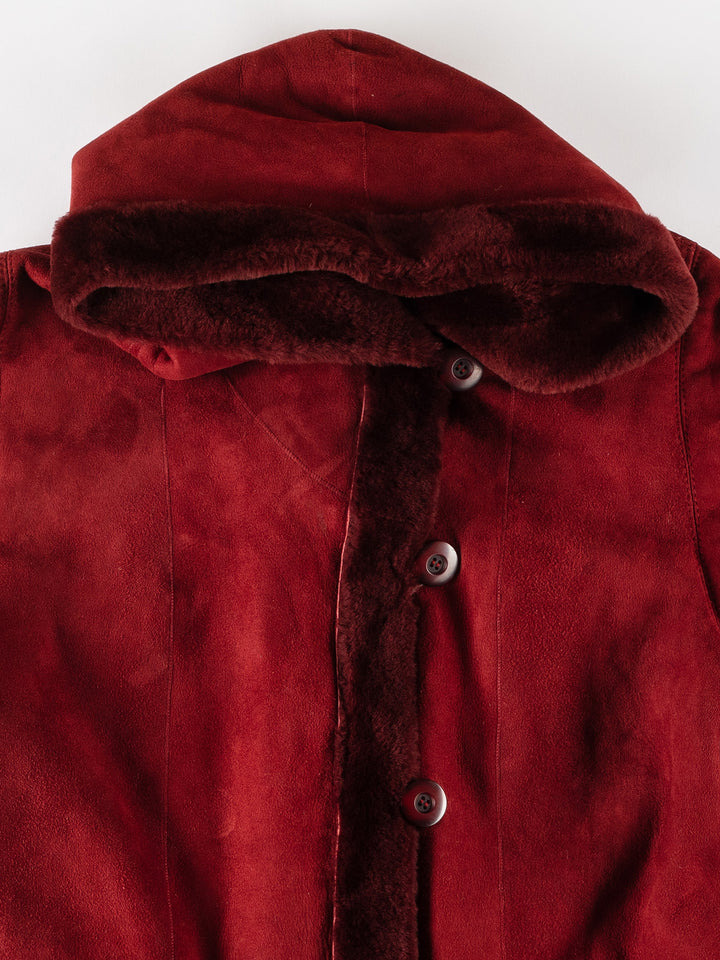Vintage 80's Women Sheepskin Coat in RedMN713