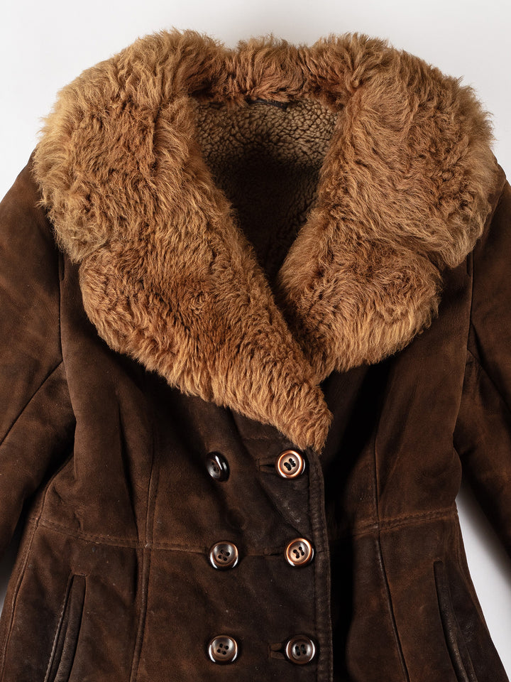 Vintage 70's Women Sheepskin Coat in BrownMN560