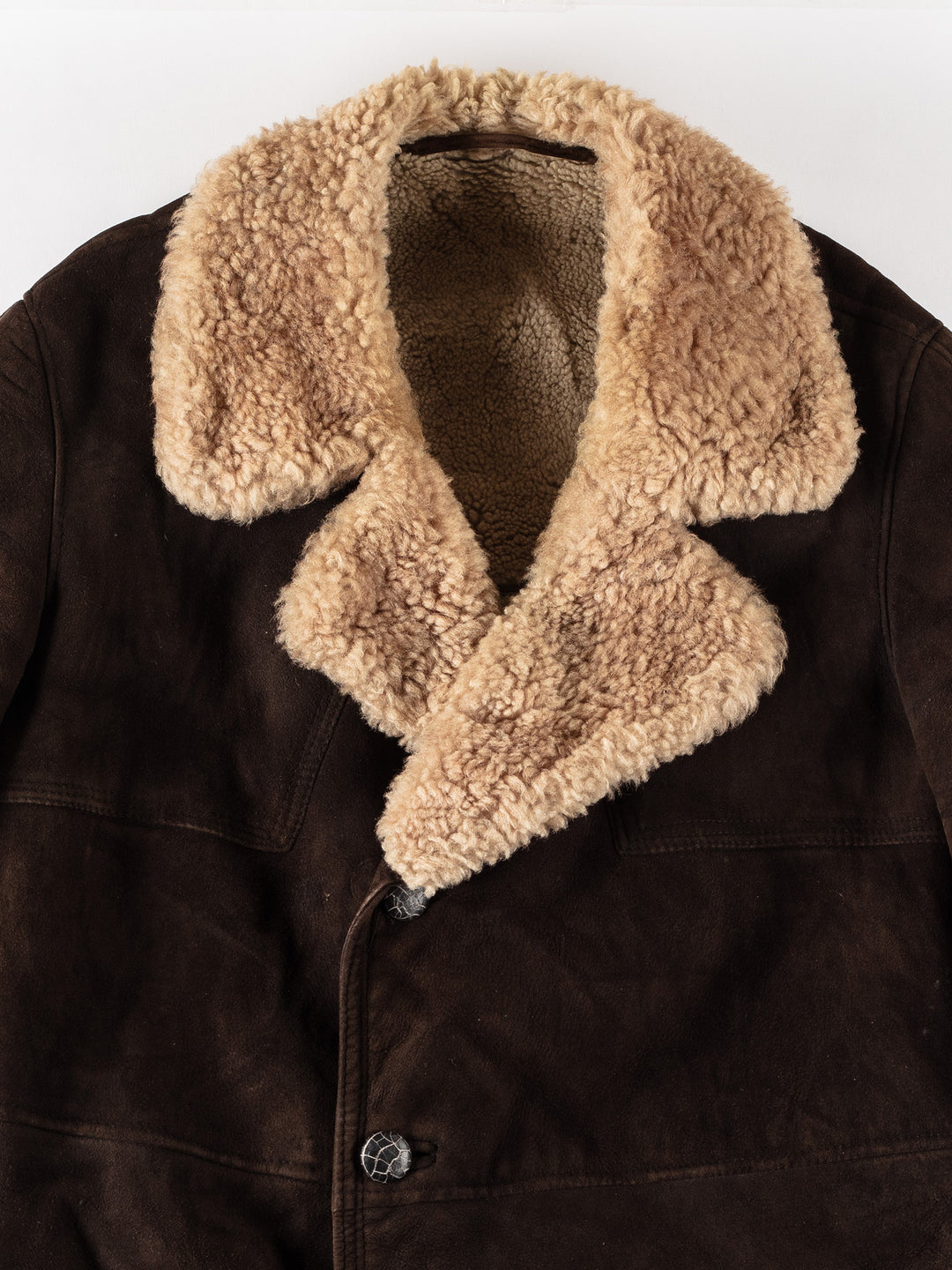 Vintage 80's Men Sheepskin Coat in BrownVN418