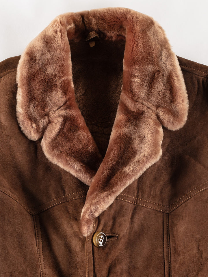 Vintage 80's Men Sheepskin Coat in BrownVN787