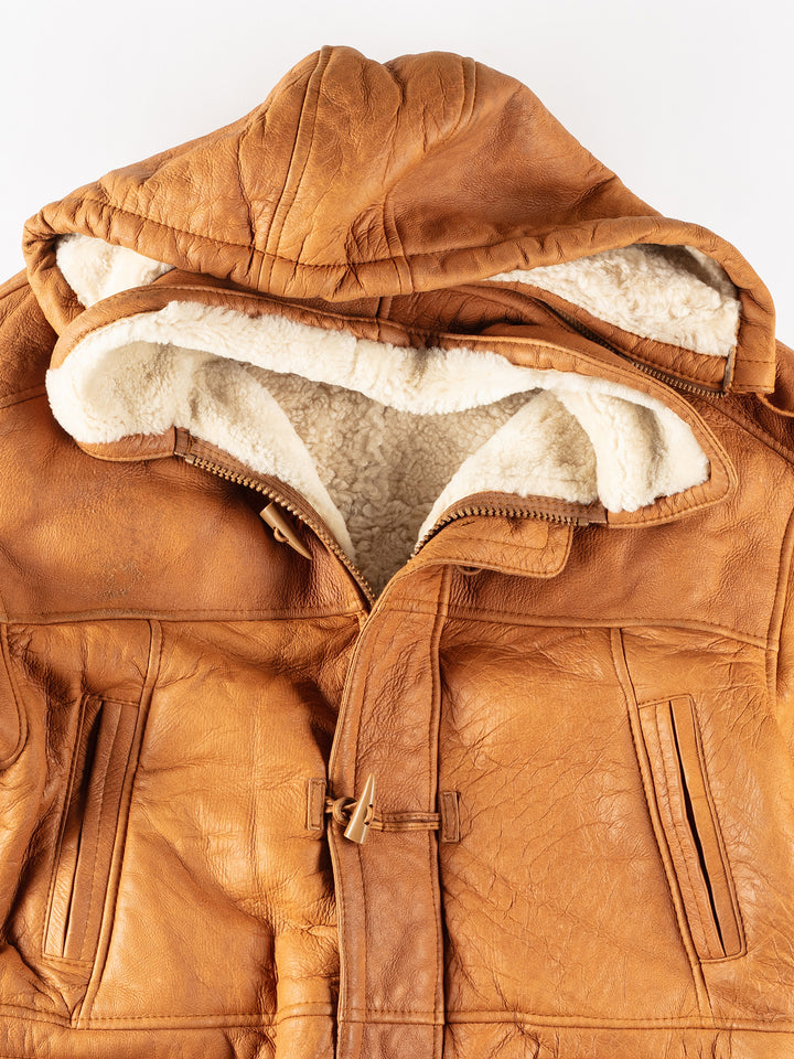 Vintage 80's Men Sheepskin Coat in BrownVN331