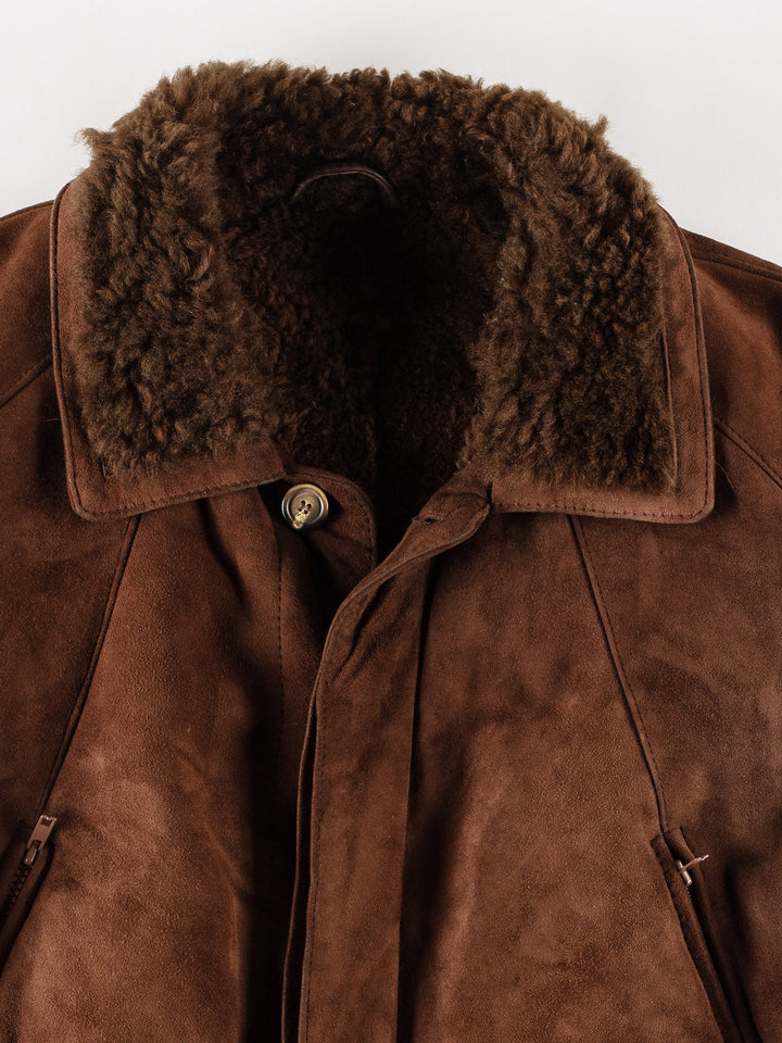 Vintage 80's Men Sheepskin Coat in BrownVN642