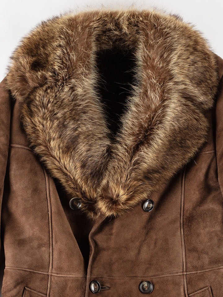 Vintage 70's Men Sheepskin Coat in BrownVN637