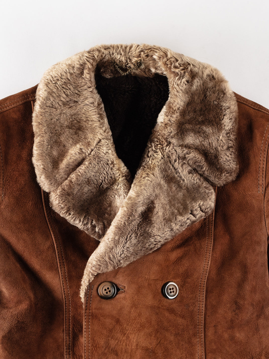 Vintage 80's Men Faux Sheepskin Coat in BrownVN362