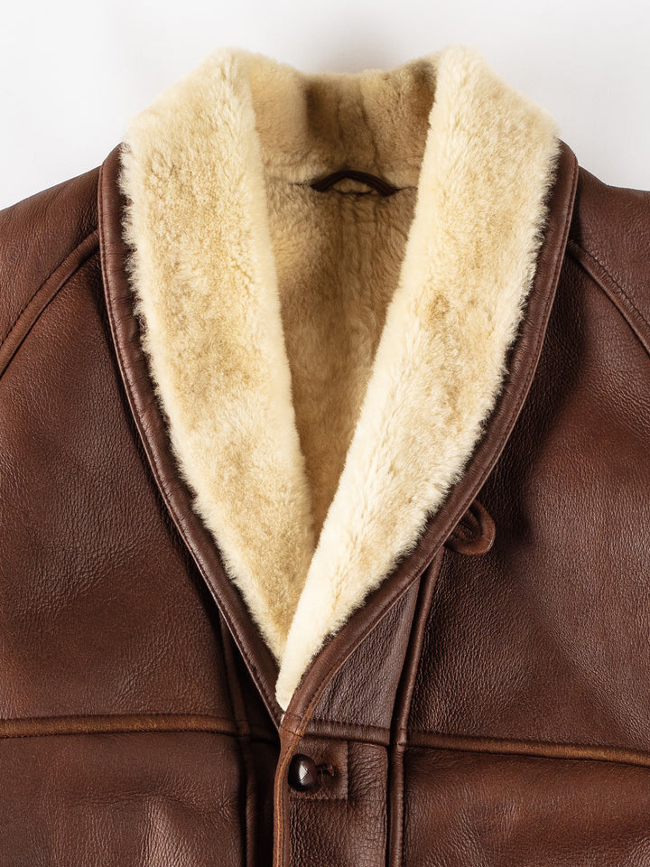 Vintage 80's Men Sheepskin Coat in BrownVN401
