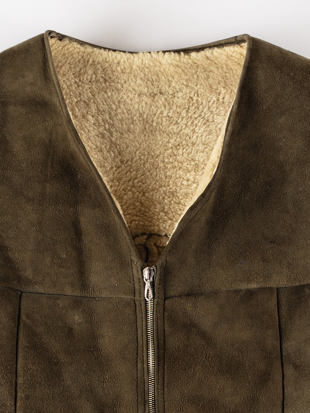 Vintage 80's Women Sheepskin Jacket in KhakiMN518