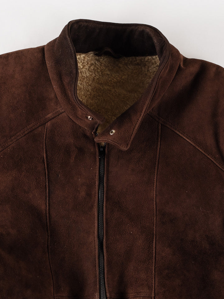 Vintage 80's Men Sheepskin Jacket in BrownVN423
