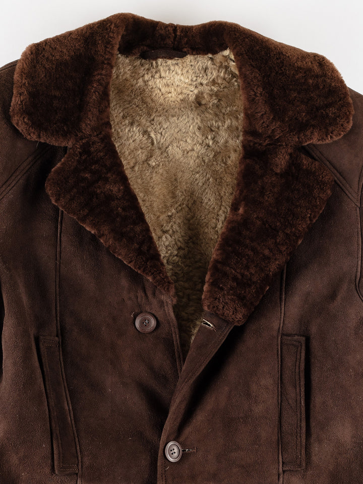 Vintage 80's Men Sheepskin Coat in BrownVN708