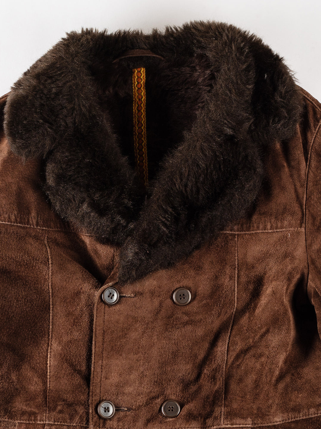 Vintage 80's Men Faux Sheepskin Coat in BrownVN363