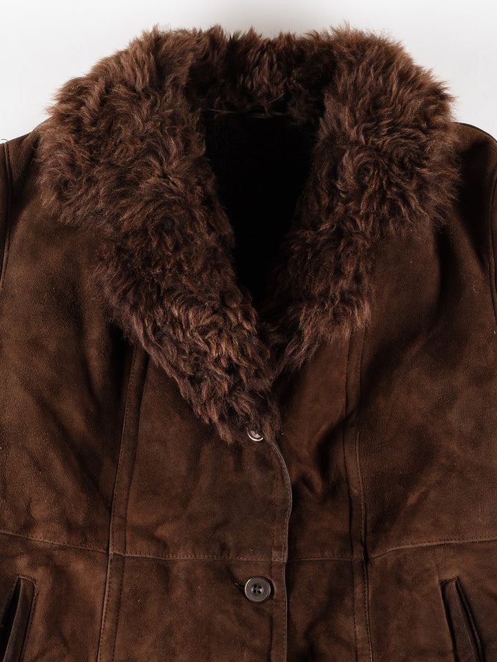 Vintage 80's Women Sheepskin Coat in BrownMN465