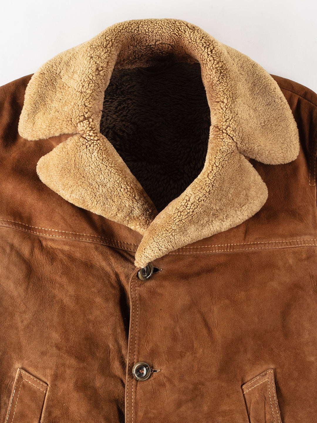 Vintage 80's Men Faux Sheepskin Coat in BrownVN350