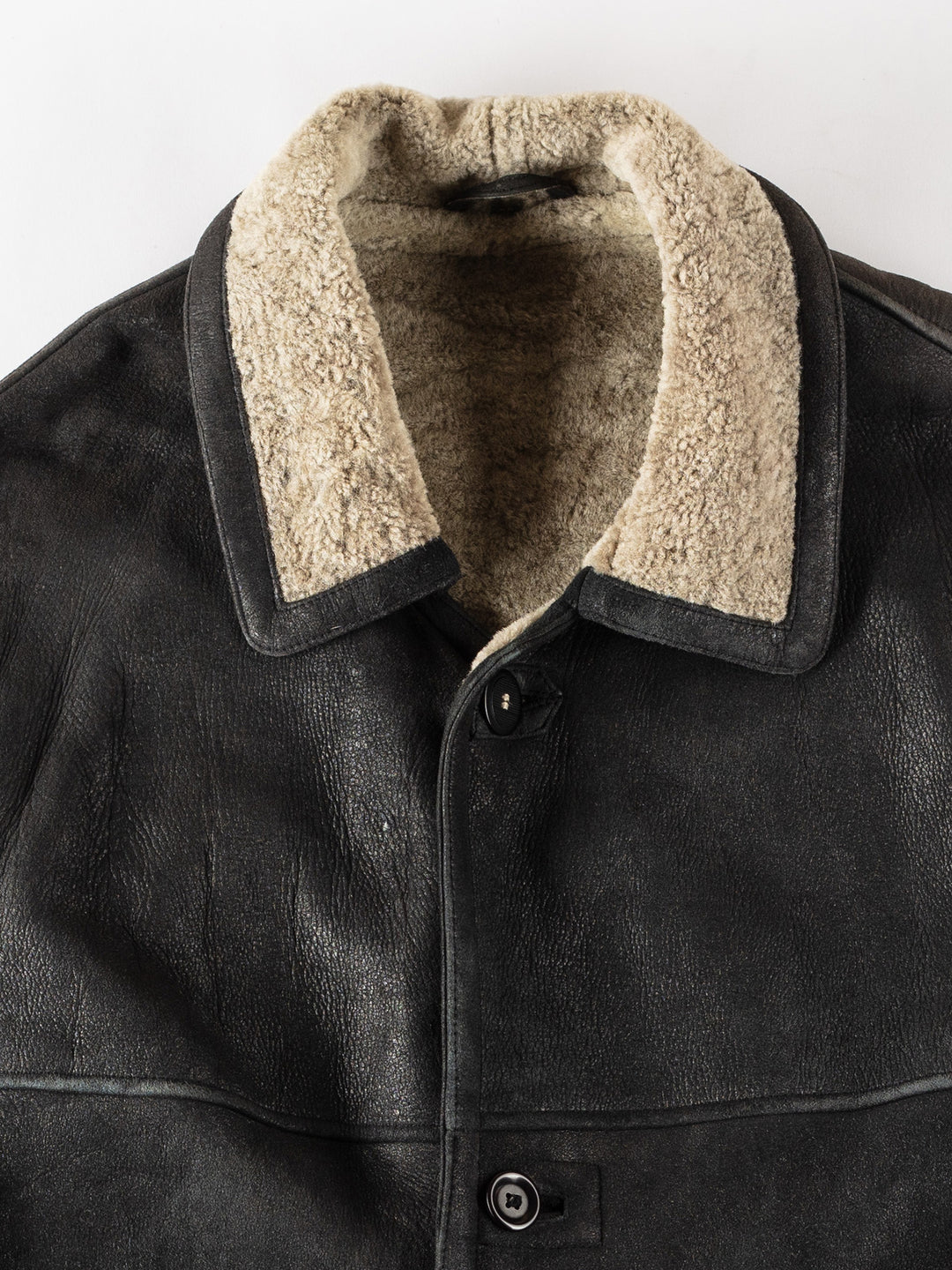 Vintage 80's Men Sheepskin Coat in BlackVN336