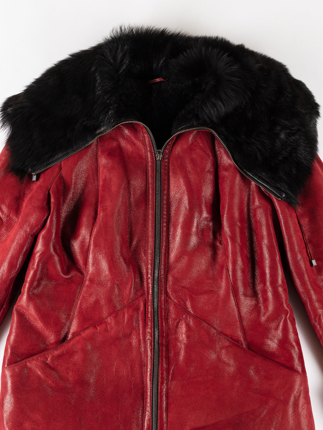 Vintage 70's Women Sheepskin Coat in RedMN562
