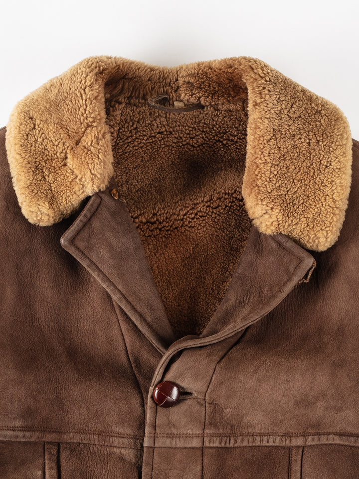 Vintage 80's Men Sheepskin Coat in BrownVN304