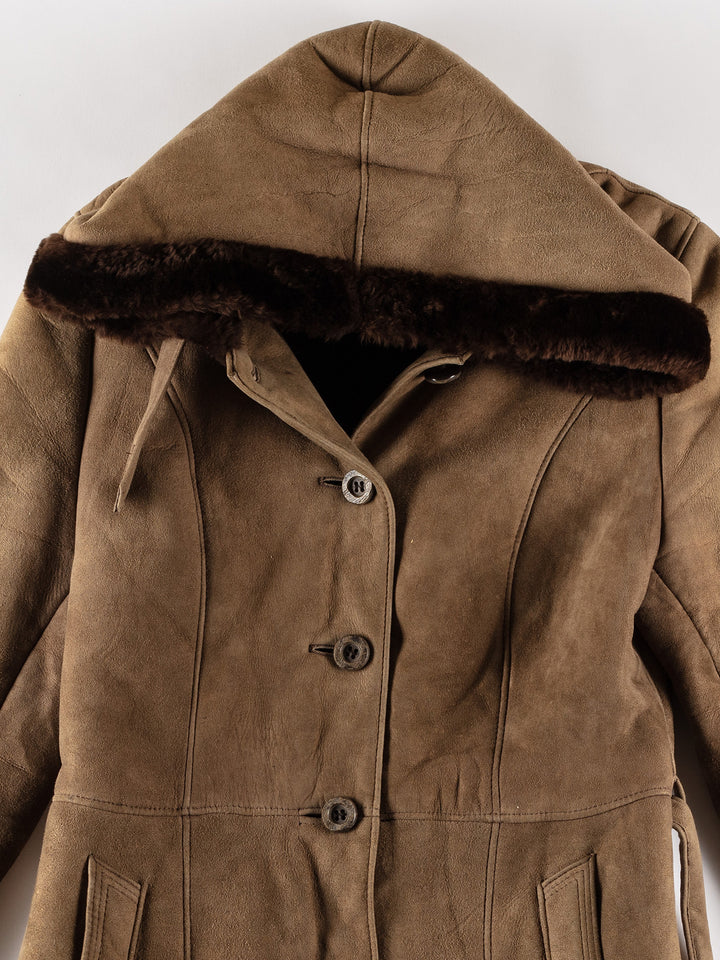 Vintage 70's Women Sheepskin Coat in BeigeMN685