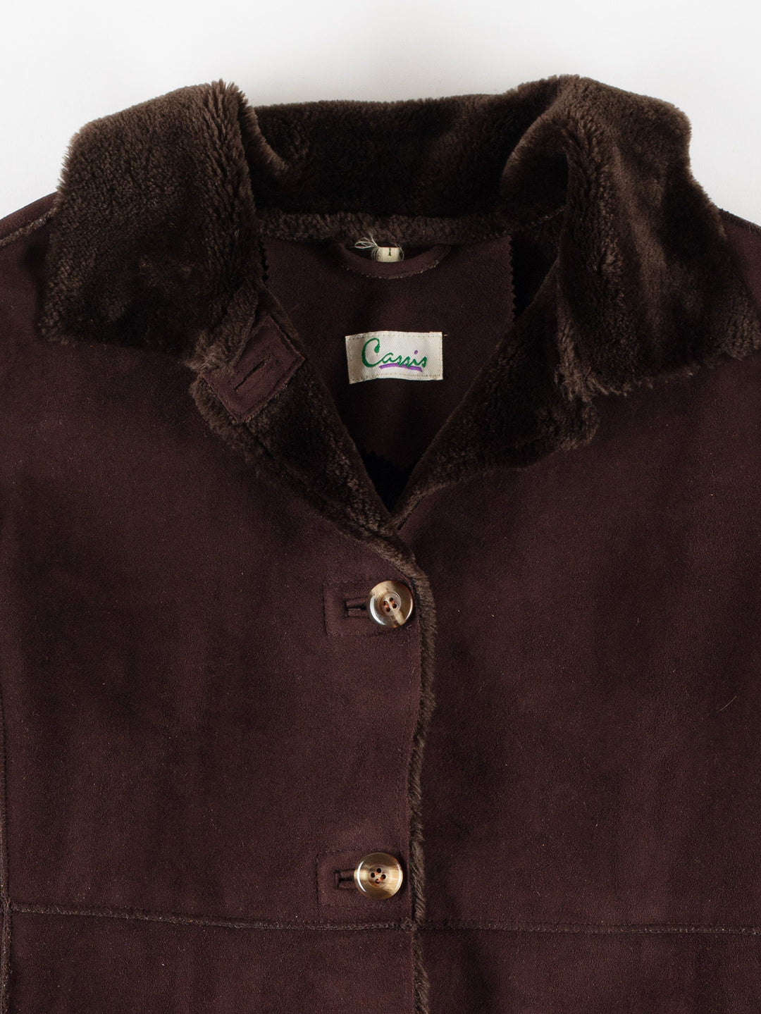Vintage 80's Women Faux Sheepskin Jacket in BrownMN767