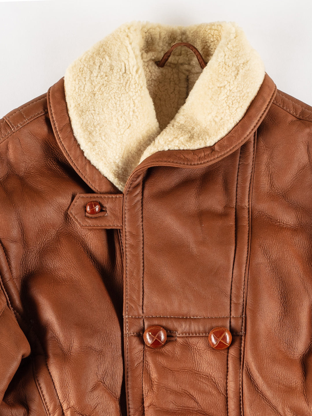 Vintage 80's Men Sheepskin Jacket in BrownVN737