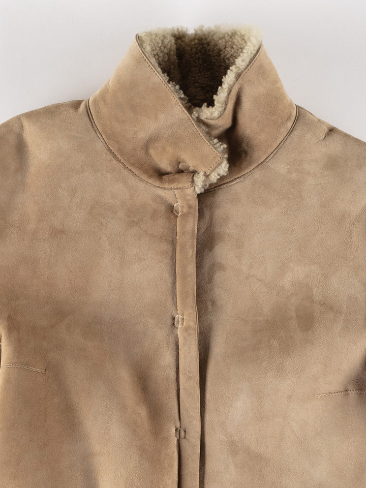 Vintage 70's Women Sheepskin Coat in BeigeMN461
