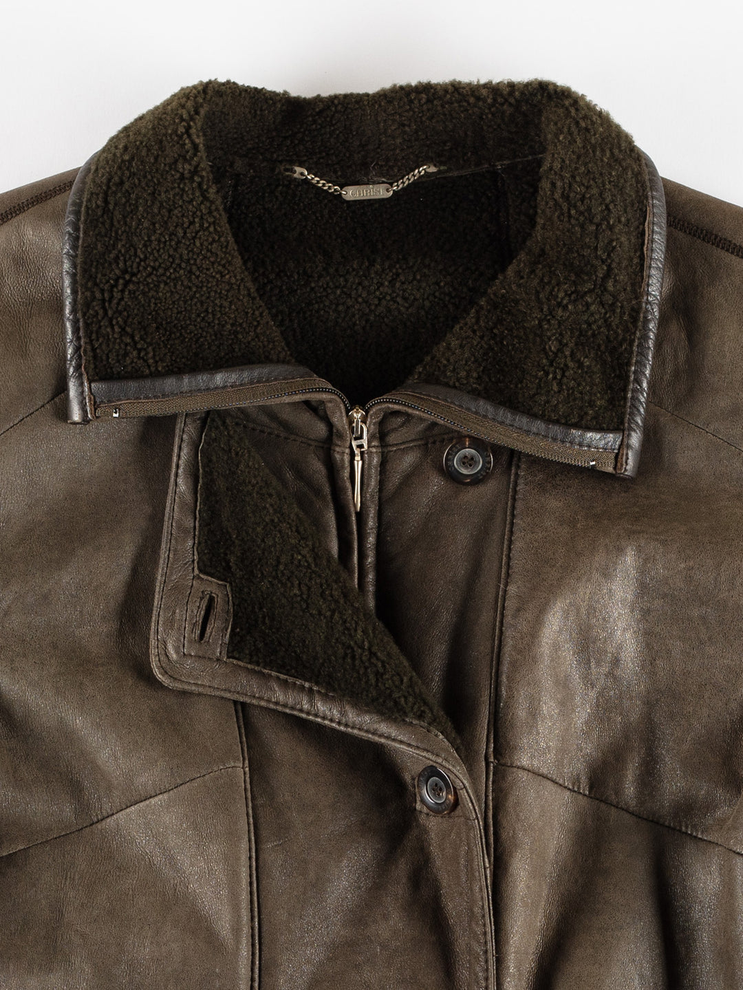 Vintage 80's Women Sheepskin Coat in GreenMN388